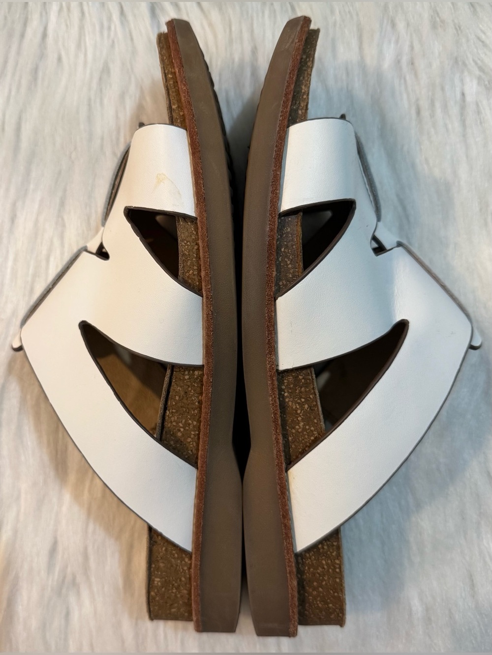 Ladies Sofft Balin Leather Slide Sandal White Size 8 EUC - Picture 7 of 12